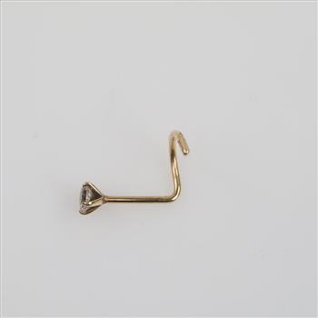 14kt Gold Clear Stone Nose Ring