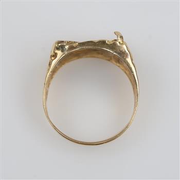 14kt Gold Clear Stone Nugget Signet Ring