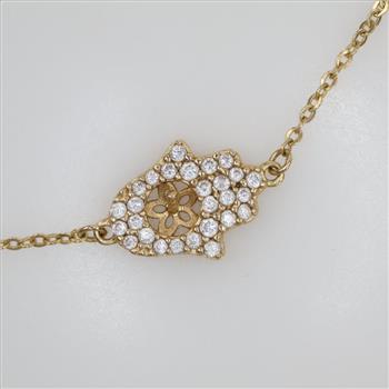 14kt Gold Clear Stone Pearl Accent Bracelet