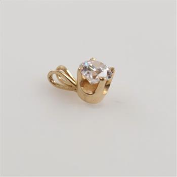 14kt Gold Clear Stone Pendant