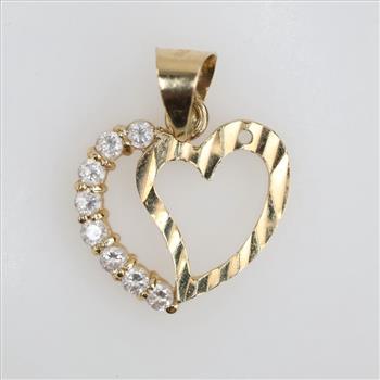 14kt Gold Clear Stone Pendant