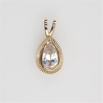 14kt Gold Clear Stone Pendant