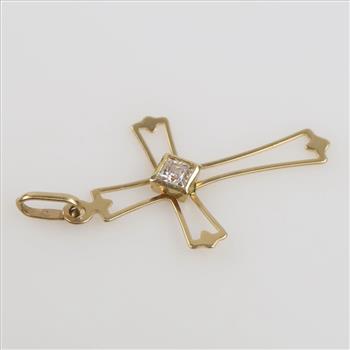 14kt Gold Clear Stone Pendant