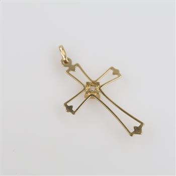 14kt Gold Clear Stone Pendant