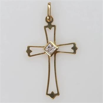 14kt Gold Clear Stone Pendant