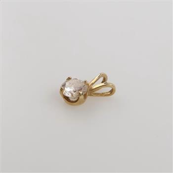 14kt Gold Clear Stone Pendant