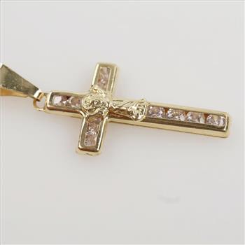 14kt Gold Clear Stone Religious Pendant