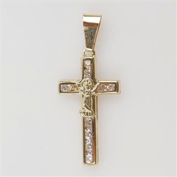 14kt Gold Clear Stone Religious Pendant