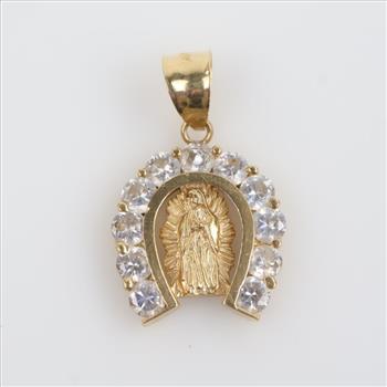 14kt Gold Clear Stone Religious Pendant