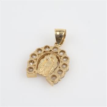 14kt Gold Clear Stone Religious Pendant