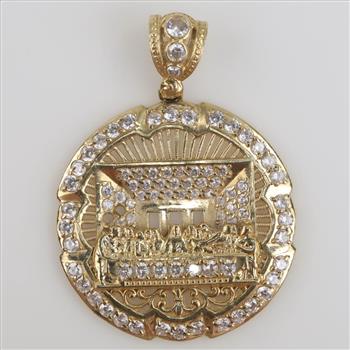14kt Gold Clear Stone Religious Pendant
