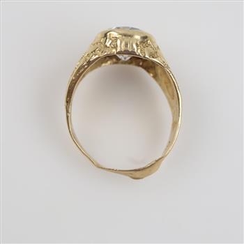 14kt Gold Clear Stone Religious Ring