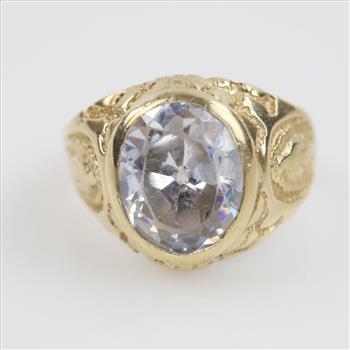 14kt Gold Clear Stone Religious Ring