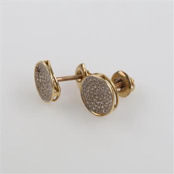 14kt Gold Clear Stone Round Stud Earrings