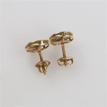 14kt Gold Clear Stone Round Stud Earrings
