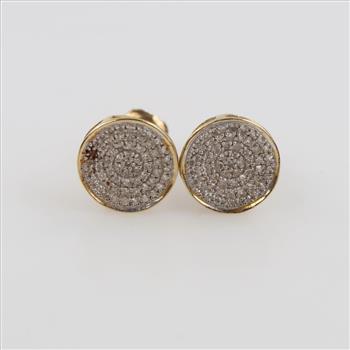 14kt Gold Clear Stone Round Stud Earrings
