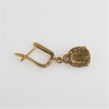 14kt Gold Clear Stone Single Dangle Earring