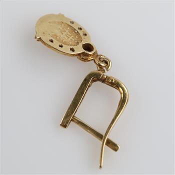 14kt Gold Clear Stone Single Dangle Earring