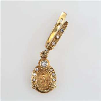 14kt Gold Clear Stone Single Dangle Earring