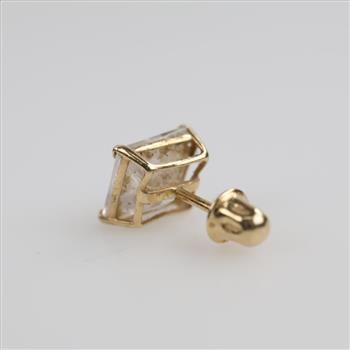 14kt Gold Clear Stone Single Earring