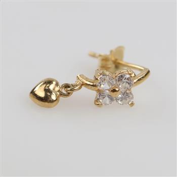 14kt Gold Clear Stone Single Earring