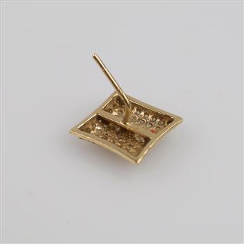 14kt Gold Clear Stone Square Stud Earring