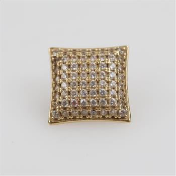 14kt Gold Clear Stone Square Stud Earring
