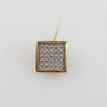 14kt Gold Clear Stone Square Stud Earring