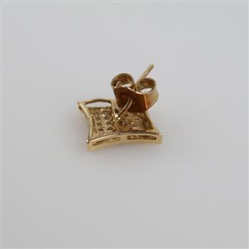 14kt Gold Clear Stone Square Stud Earring
