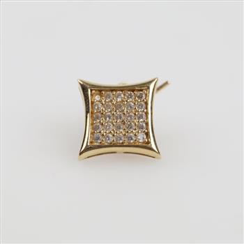 14kt Gold Clear Stone Square Stud Earring