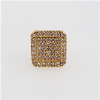 14kt Gold Clear Stone Square Stud Earring