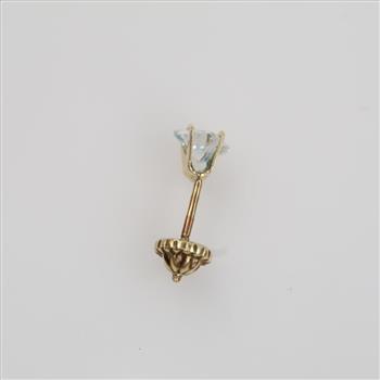 14kt Gold Clear Stone Square Stud Earring