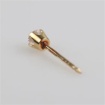 14kt Gold Clear Stone Stud Earring