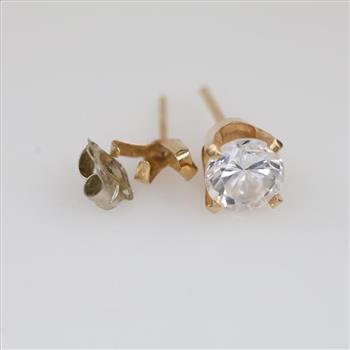 14kt Gold Clear Stone Stud Earrings