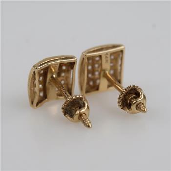 14kt Gold Clear Stone Stud Earrings