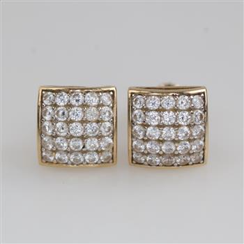 14kt Gold Clear Stone Stud Earrings