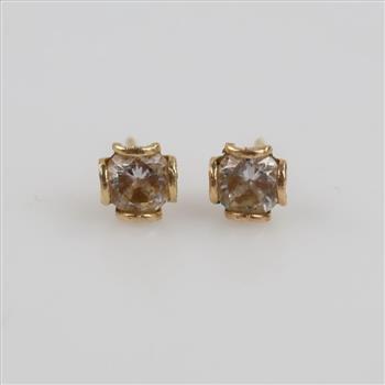 14kt Gold Clear Stone Stud Earrings