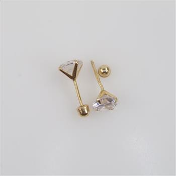 14kt Gold Clear Stone Stud Earrings