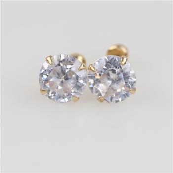 14kt Gold Clear Stone Stud Earrings
