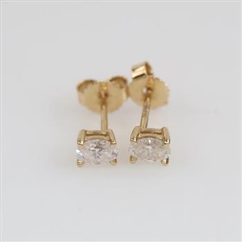 14kt Gold Clear Stone Stud Earrings