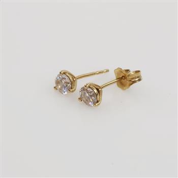 14kt Gold Clear Stone Stud Earrings