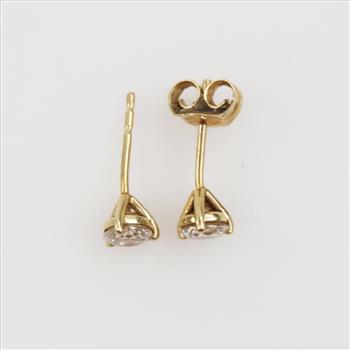 14kt Gold Clear Stone Stud Earrings