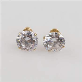 14kt Gold Clear Stone Stud Earrings