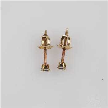 14kt Gold Clear Stone Stud Earrings
