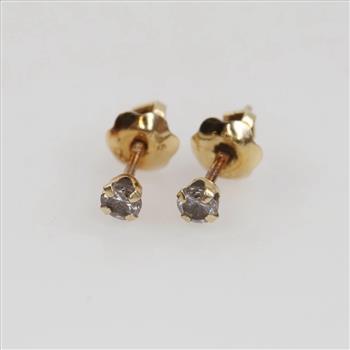 14kt Gold Clear Stone Stud Earrings