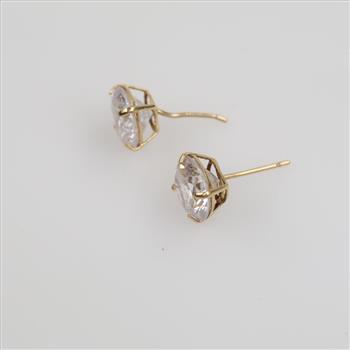 14kt Gold Clear Stone Stud Earrings