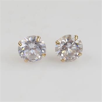 14kt Gold Clear Stone Stud Earrings
