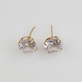 14kt Gold Clear Stone Stud Earrings