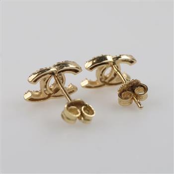 14kt Gold Clear Stone Stud Earrings