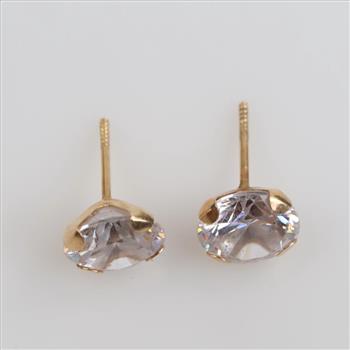 14kt Gold Clear Stone Stud Earrings